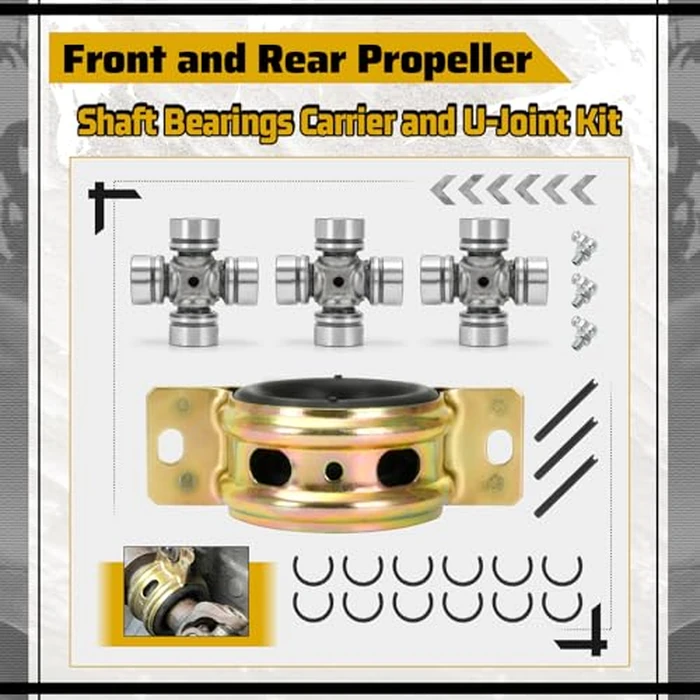 Front Rear Propeller Shaft Bearing Carrier and U-Joint Kit for Polaris Ranger RZR 570 900 1000 Crew XP 2014-2023, Replaces 3514806, 3514900, 3515075, 2202015, 3235616, 3260104 by Xxamz - Image 2