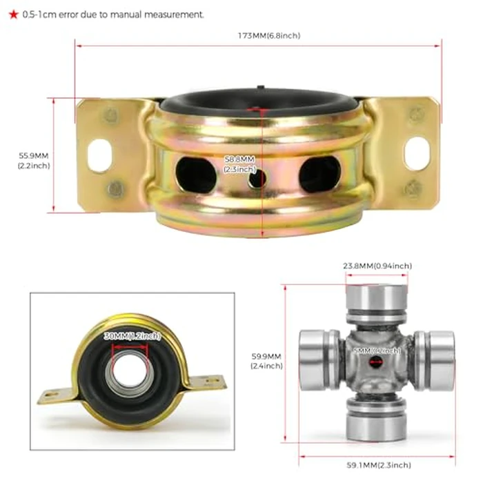 Front Rear Propeller Shaft Bearing Carrier and U-Joint Kit for Polaris Ranger RZR 570 900 1000 Crew XP 2014-2023, Replaces 3514806, 3514900, 3515075, 2202015, 3235616, 3260104 by Xxamz - Image 6