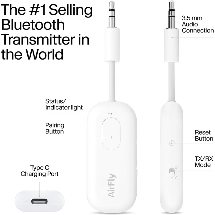 Twelve South AirFly Pro Portable Bluetooth Audio Receiver - White by Twelve South - Image 3