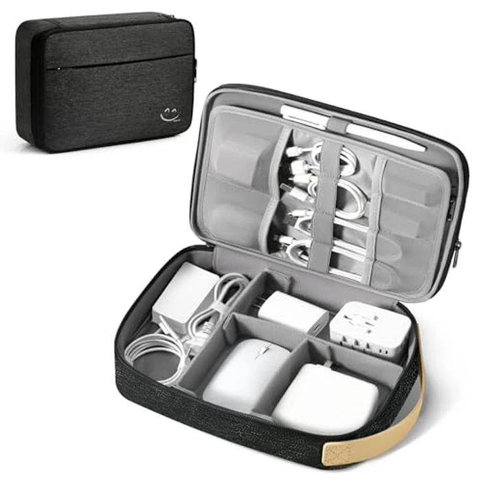 Travelkin Large Cord Organizer Travel, Electronic Organizer Travel Case, Expandable Cable Organizer Bag For Cords, Chargers Phone, Usbs, Tablet (Up to 10"), SD Card (Black) by TRAVELKIN more than travel - Used - Very Good condition - US$19.55