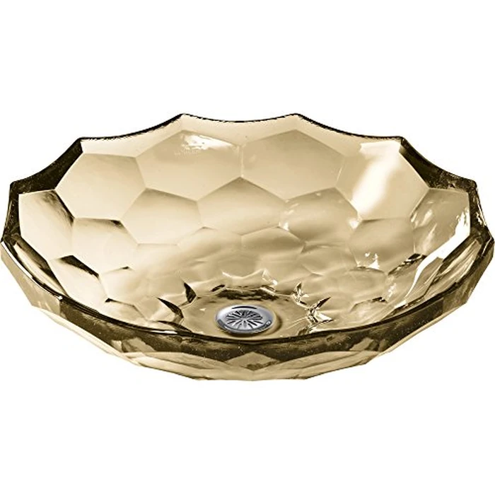 KOHLER K-2373-TG7 Briolette, ARTIST EDITIONS Oval Faceted Glass Bathroom Vessel Sink, Translucent Sandalwood by Kohler - Used - Like New condition - US$448.57