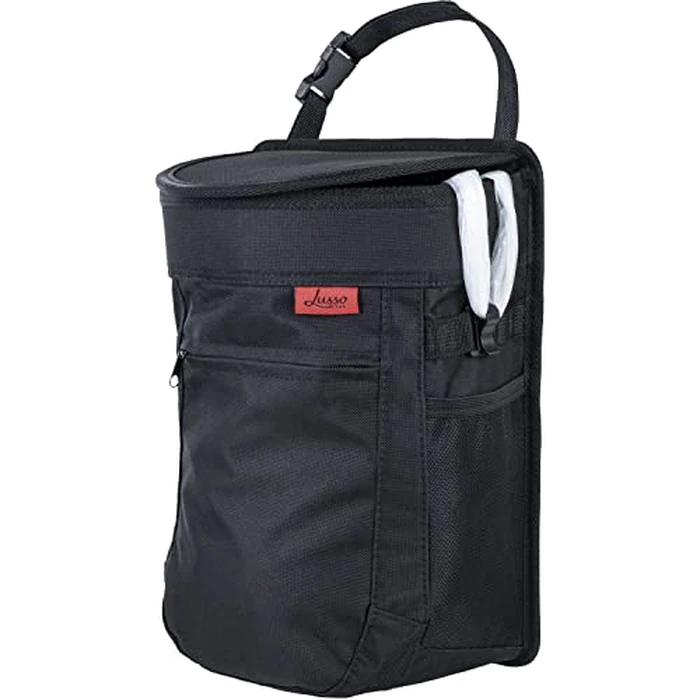 Lusso Gear Car Trash Can - 2.5-Gallon, Black, Round - Leak-Proof & Spill-Proof Lid & Waterproof Removable Liner - Hanging Car Trash Bin & Organizer for SUV, Truck & Minivan by Lusso Gear - Image 1