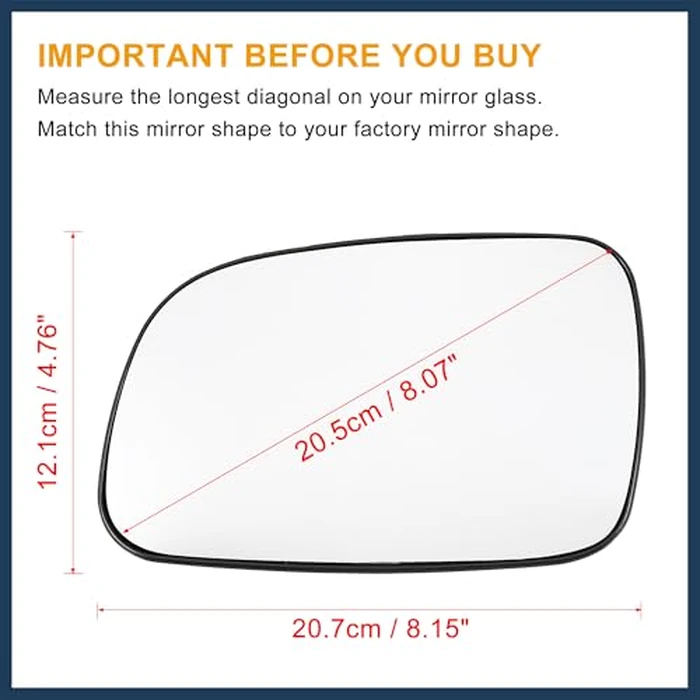 INFINAUTO for Jeep Grand Cherokee 99-04 Car Rearview Driver Left Side Heated Mirror Glass Replacement W/Backing Plate by INFINAUTO - Image 3