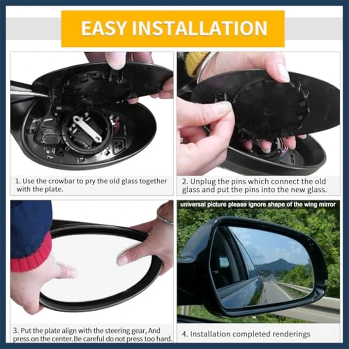 INFINAUTO for Jeep Grand Cherokee 99-04 Car Rearview Driver Left Side Heated Mirror Glass Replacement W/Backing Plate by INFINAUTO - Image 7
