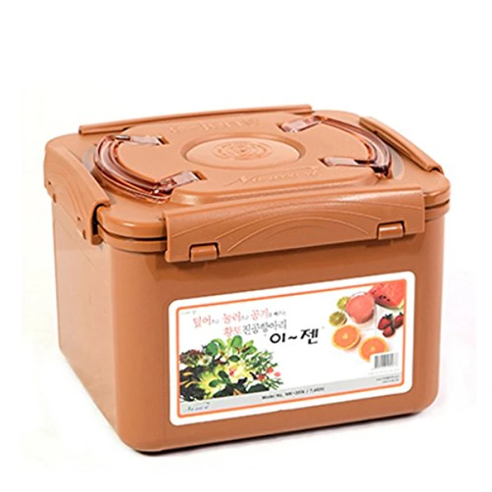 e-jen Premium Kimchi, Sauerkraut Container Probiotic Fermentation with Inner Vacuum Lid (Earthenware Brown, 1.9 gal/ 7.4L) by e-jen - Image 1