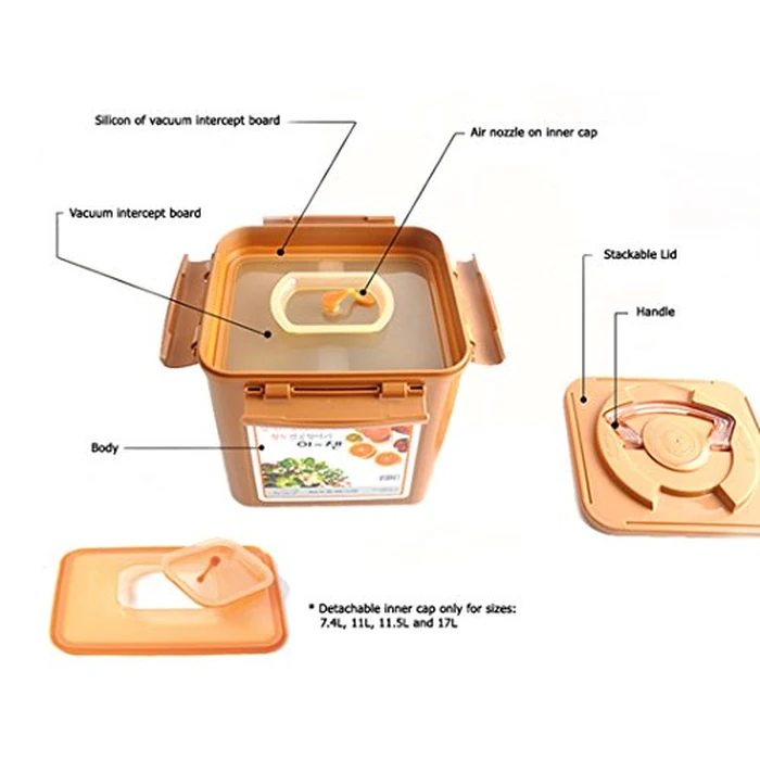 e-jen Premium Kimchi, Sauerkraut Container Probiotic Fermentation with Inner Vacuum Lid (Earthenware Brown, 1.9 gal/ 7.4L) by e-jen - Image 3