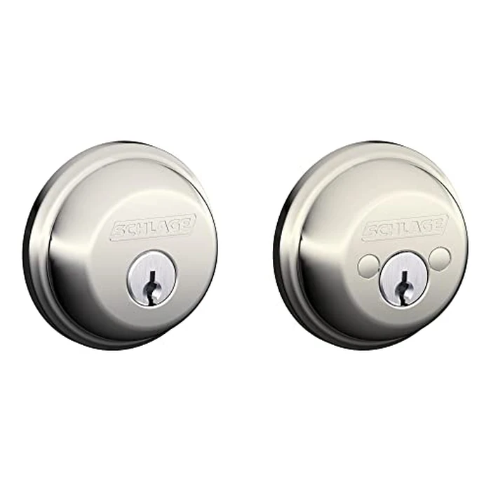 Schlage B62 N 618 Deadbolt with Standard Trim, Keyed 2 Sides, Highest Residential Security, Polished Nickel by SCHLAGE - Used - Like New condition - US$24.02