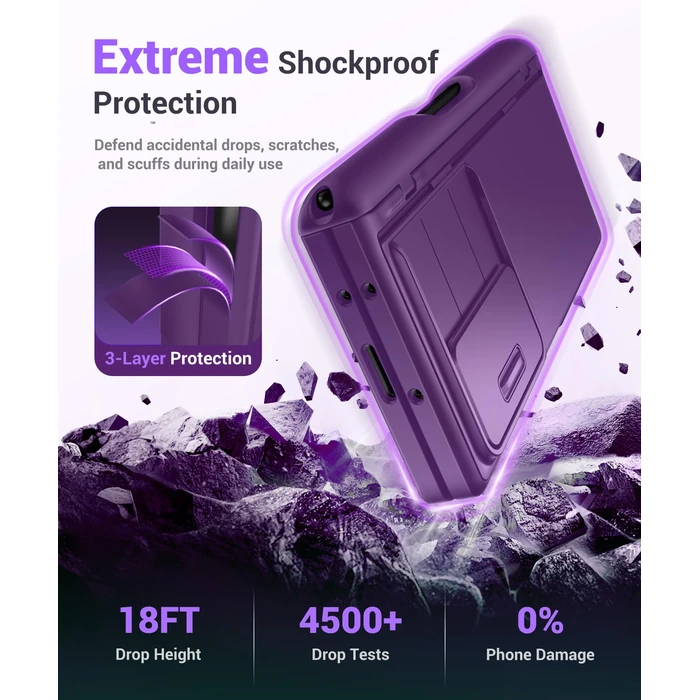 BERFY for Z Fold 6 Case with Screen Protector, Built-in S Pen Holder, Slide Camera Cover, Hidden Kickstand, Full Body Shockproof Slim Phone Case for Samsung Galaxy Z Fold 6, Purple by BERFY - Image 6