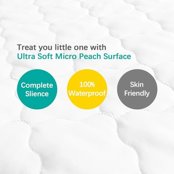 Bassinet Mattress Pad Cover, Fits 18” x 28” Munchkin Brica, Graco Pack 'n Play Day2Dream Bassinet and Pamo Babe 4 in 1 Portable(only for Bassinet), 2 Pack, Ultra Soft Waterproof, White and Grey by Biloban - Image 3