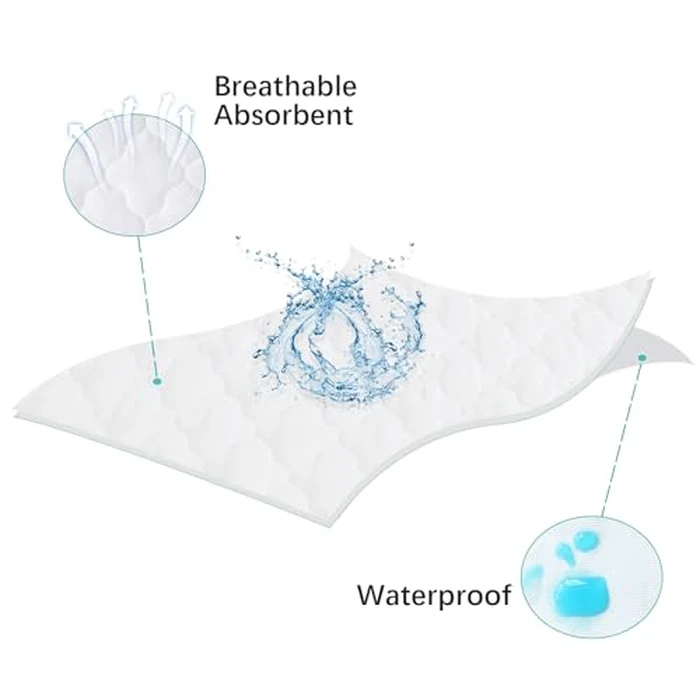 Bassinet Mattress Pad Cover, Fits 18” x 28” Munchkin Brica, Graco Pack 'n Play Day2Dream Bassinet and Pamo Babe 4 in 1 Portable(only for Bassinet), 2 Pack, Ultra Soft Waterproof, White and Grey by Biloban - Image 5