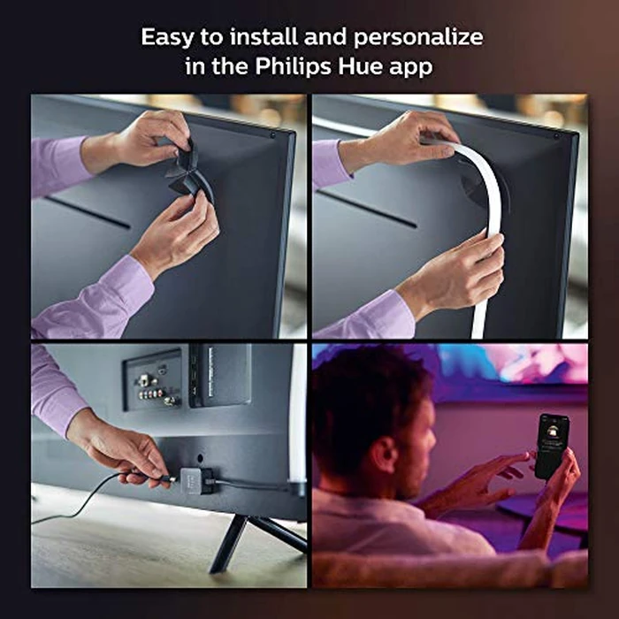Philips Hue 65" Smart TV Light Strip - White and Colour Ambiance LED Colour-Changing TV BackLight - Sync with TV, Music, and Gaming - Requires Bridge and Sync Box - Control with App or Voice Assistant by Philips Hue - Image 4
