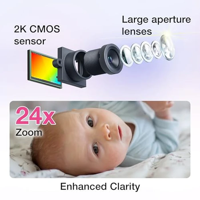 VTech Smart HD Plus WiFi Baby Monitor - 2K Camera, 5.5" HD IPS Screen, 24X Pan Tilt Zoom, Multi-Color Night Light, Free App by VTech - Image 3