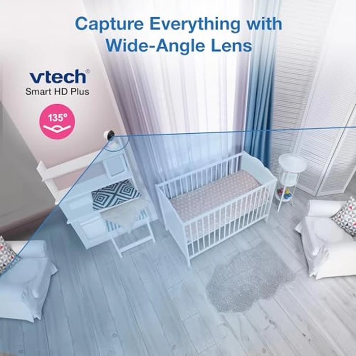 VTech Smart HD Plus WiFi Baby Monitor - 2K Camera, 5.5" HD IPS Screen, 24X Pan Tilt Zoom, Multi-Color Night Light, Free App by VTech - Image 4