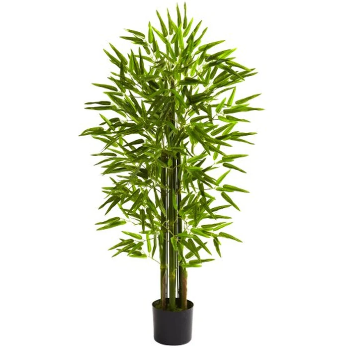 Nearly Natural 4-ft Artificial Bamboo Tree, U/V Resistant for Outdoors, Fake Bamboo Plants with 4 Natural Trunks, 48-in Tall Faux Plants for Indoor/Outdoor Home Decor with 520 Realistic Fake Leaves by Nearly Natural - Used - Very Good condition