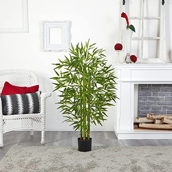 Nearly Natural 4-ft Artificial Bamboo Tree, U/V Resistant for Outdoors, Fake Bamboo Plants with 4 Natural Trunks, 48-in Tall Faux Plants for Indoor/Outdoor Home Decor with 520 Realistic Fake Leaves by Nearly Natural - Image 5