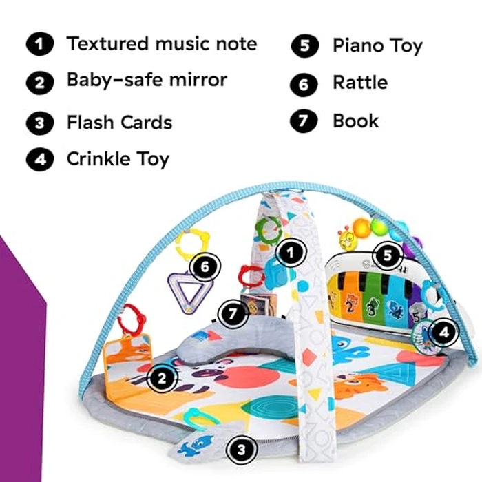 Baby Einstein 4-in-1 Kickin' Tunes Music and Language Play Gym and Piano Tummy Time Activity Mat by Baby Einstein - Image 6