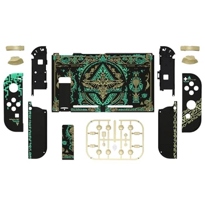 eXtremeRate DIY Replacement Shell Buttons for Nintendo Switch, Back Plate for Switch Console, Housing with Full Set Buttons for Joycon Handheld Controller - Glow in Dark - Totem of Kingdom Black by eXtremeRate - Image 2