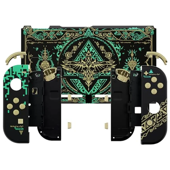 eXtremeRate DIY Replacement Shell Buttons for Nintendo Switch, Back Plate for Switch Console, Housing with Full Set Buttons for Joycon Handheld Controller - Glow in Dark - Totem of Kingdom Black by eXtremeRate - Image 3