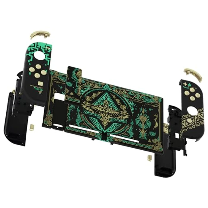 eXtremeRate DIY Replacement Shell Buttons for Nintendo Switch, Back Plate for Switch Console, Housing with Full Set Buttons for Joycon Handheld Controller - Glow in Dark - Totem of Kingdom Black by eXtremeRate - Image 4