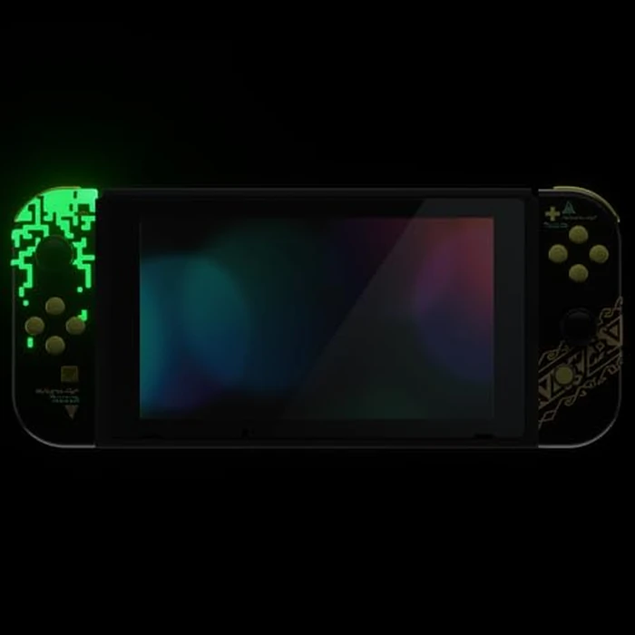 eXtremeRate DIY Replacement Shell Buttons for Nintendo Switch, Back Plate for Switch Console, Housing with Full Set Buttons for Joycon Handheld Controller - Glow in Dark - Totem of Kingdom Black by eXtremeRate - Image 5