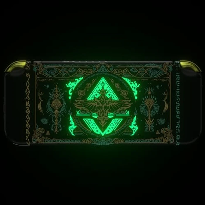 eXtremeRate DIY Replacement Shell Buttons for Nintendo Switch, Back Plate for Switch Console, Housing with Full Set Buttons for Joycon Handheld Controller - Glow in Dark - Totem of Kingdom Black by eXtremeRate - Image 6