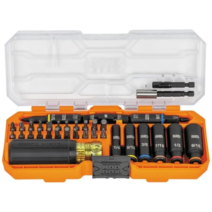 Klein Tools 32502HD KNECT Impact-Rated Screwdriver and Socket Set with MODbox Case, 41-Piece, 26 Bits, 6 Deep Well Sockets, Accessories, and Handle by KLEIN TOOLS - Used - Like New condition