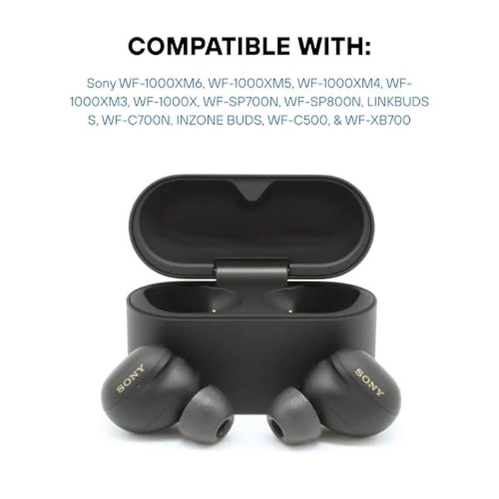 Comply Memory Foam Replacement Earbud Tips for Sony True Wireless Earbuds | Ultimate Comfort, Secure Fit, Superior Noise Isolation | Anti Slip, Prevent From Falling Out | Black (S/M/L) (3 Pairs) by COMPLY - Image 2