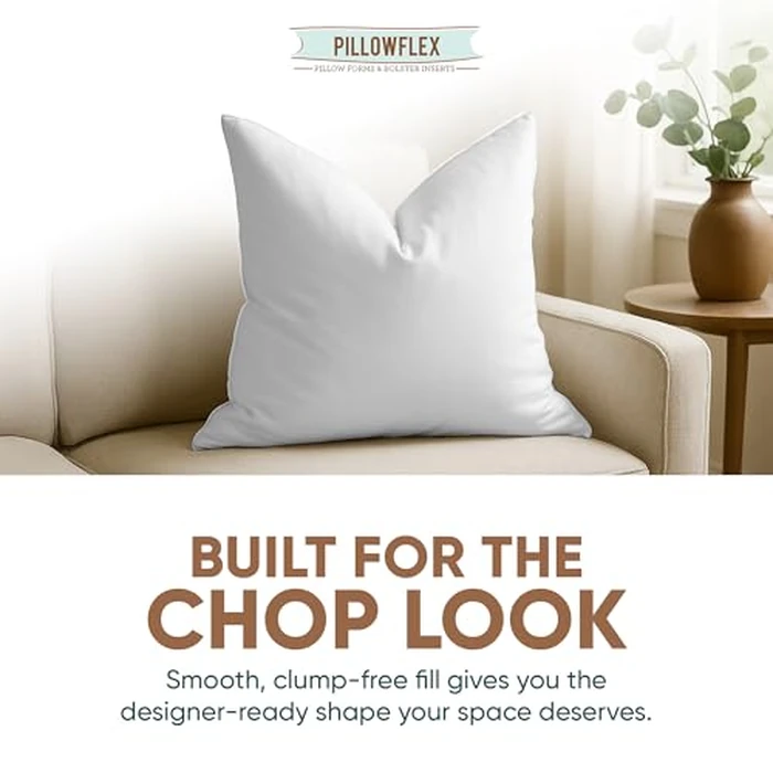 Pillowflex Synthetic Down Pillow Insert - 24x24 Down Alternative, Large Euro Pillow, Square Ultra Soft Throw, Euro Bed Sham - 1 Decorative Form by Pillowflex - Image 4