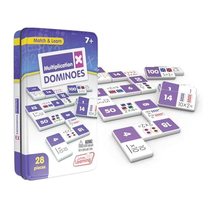 Junior Learning Multiplication Dominoes Game Set, 28 Pieces, Ages 7-9, Math Skills, Grade 2-3 by Junior Learning - Used - Like New condition - US$8.99
