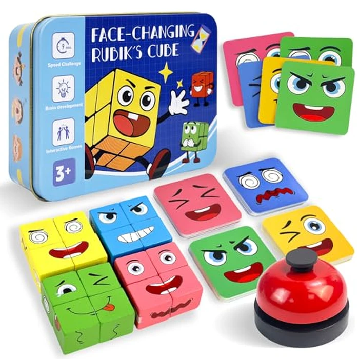Wooden Face Changing Magic Cube Game, Montessori Puzzle Game for Kids Educational Face Changing Cubes by ChristmaxStore - Used - Acceptable condition - US$7.89