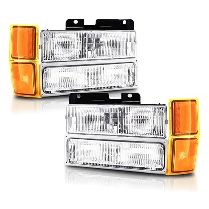 Headlights Assembly Compatible With 1994 1995 1996 1997 1998 OBS Chevy Silverado C/K 1500 2500 3500 Suburban, 95-99 Tahoe Headlamp w/Bumper Light,Factory Style by APSVE - Used - Very Good condition
