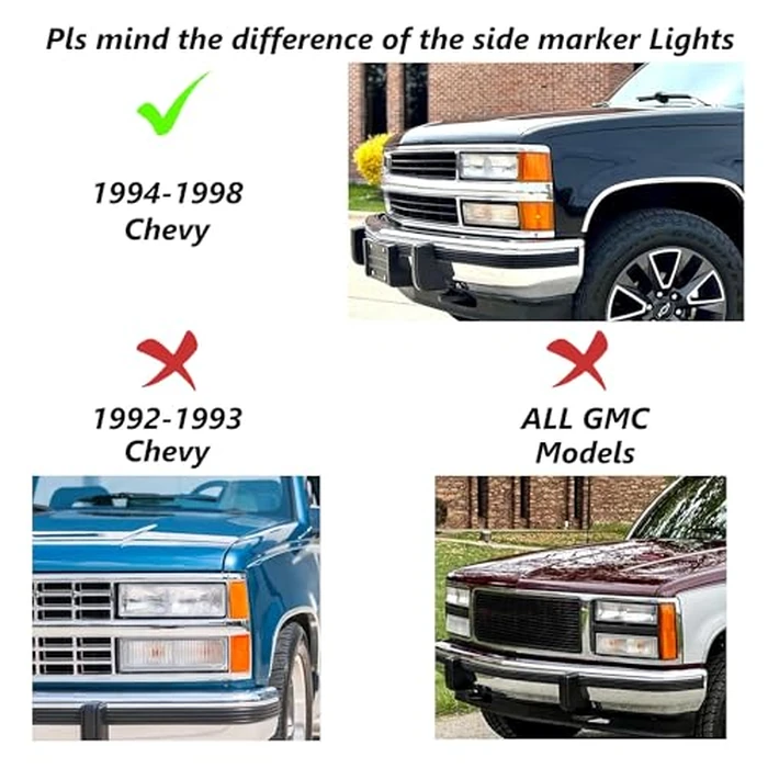 Headlights Assembly Compatible With 1994 1995 1996 1997 1998 OBS Chevy Silverado C/K 1500 2500 3500 Suburban, 95-99 Tahoe Headlamp w/Bumper Light,Factory Style by APSVE - Image 4