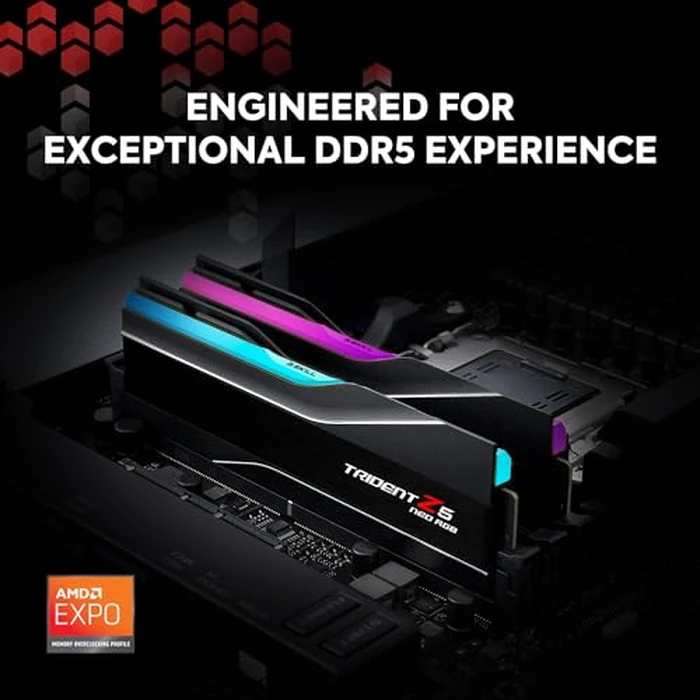 G.SKILL Trident Z5 Neo RGB Series DDR5 RAM (AMD Expo) 64GB (2x32GB) 6000MT/s CL30-40-40-96 1.40V Desktop Computer Memory U-DIMM - Matte Black (F5-6000J3040G32GX2-TZ5NR) by G.SKILL - Image 2