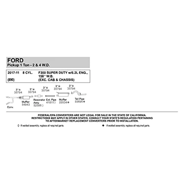 Walker 52586 Direct Fit Exhaust Resonator and Pipe Assembly 3" Inlet (ID) 3" Outlet (OD) for Ford F-250 Super Duty by Walker - Image 4
