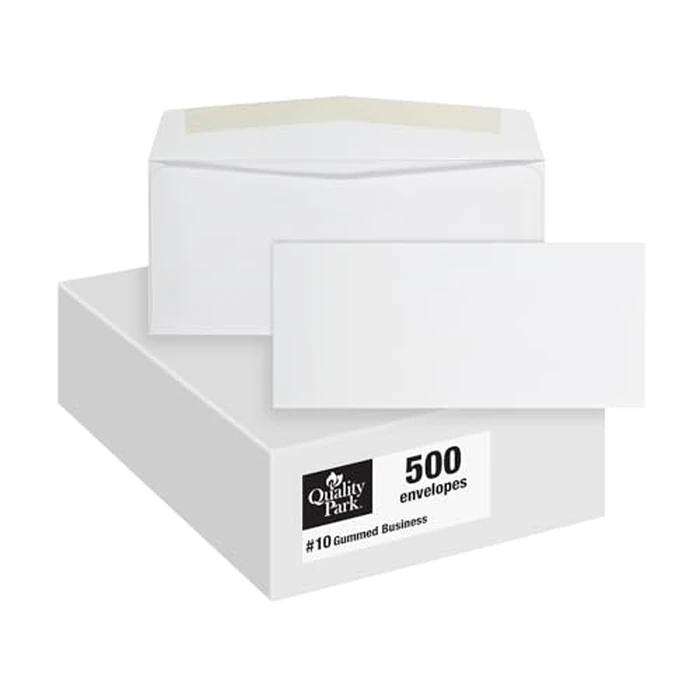Quality Park Envelopes, #10, 4-1/8 x 9-1/2 Inches, Gummed Flap, 24 lb White Paper, Side Seams, Printer Compatible, 500 Count - Ideal for Home and Business Use - Envelopes by Quality Park - Used - Very Good condition - CA$22.14