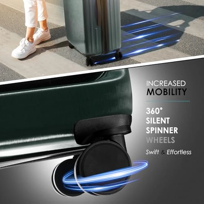 TRAVELARIM 20 Inch Carry On Luggage 22x14x9 Airline Approved, Carry On Suitcase with Wheels, Hard-shell Carry-on Luggage, Durable Luggage Carry-On, Sage Green Small Suitcase with Cosmetic Case by TRAVELARIM - Image 6