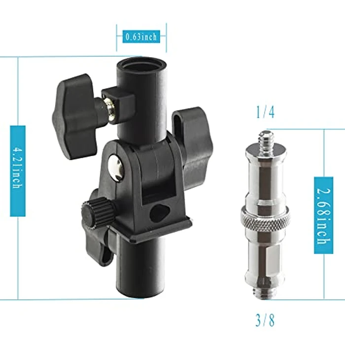 Alluneitter U-Shape Camera Flash 180 degreesSwivel Mount Bracket with Standard 1/4 to 3/8 inch Flat Head Metal Screw Spigot Stud Compatible for Umbrella Softbox Reflector Holder Stand for Video Studio Light by Alluneitter - Image 2