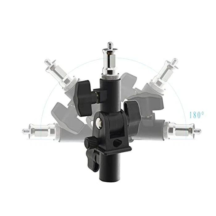 Alluneitter U-Shape Camera Flash 180 degreesSwivel Mount Bracket with Standard 1/4 to 3/8 inch Flat Head Metal Screw Spigot Stud Compatible for Umbrella Softbox Reflector Holder Stand for Video Studio Light by Alluneitter - Image 4