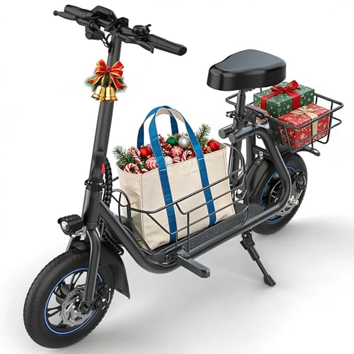 Gyroshoes C1S Electric Scooter for Adults with Seat & Large Basket, 550W Motor, 20 Mile Range, 19MPH, Foldable E-Scooter for Commuting, Pets Dog, Grocery Shopping, Dark by Gyroshoes - Used - Very Good condition - US$397.18