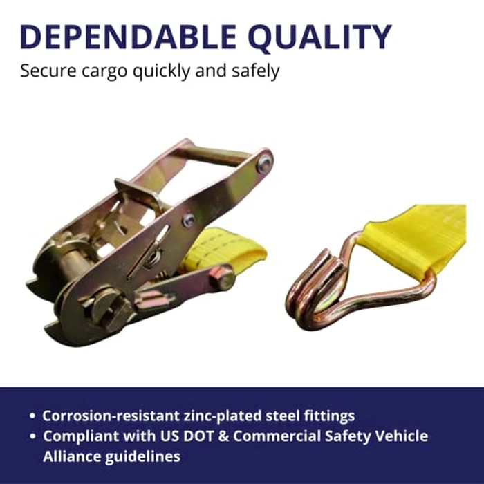 Ratchet Tie Down Straps, 1.5 in x 15 ft, 4,400 lb Breaking Strength, J-Hook, 10-Pack by Cargo Control - Image 3