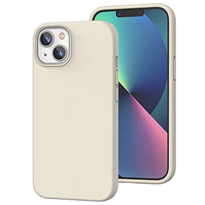 K TOMOTO Compatible with iPhone 13 Case, [Drop Protection] [Anti-Scratch] Shockproof Liquid Silicone Anti-Fingerprint Cover with Microfiber Lining Phone Case for iPhone 13 6.1" (2021) (Stone) by K TOMOTO - Used - Acceptable condition - US$4.83