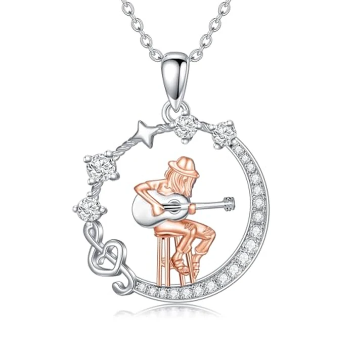MISTBEE Guitar Necklace for Women Music Lovers 925 Sterling Silver Music Note Treble Clef Pendant Musical Jewelry Musical Gifts for Christmas Birthday by MISTBEE - Image 1