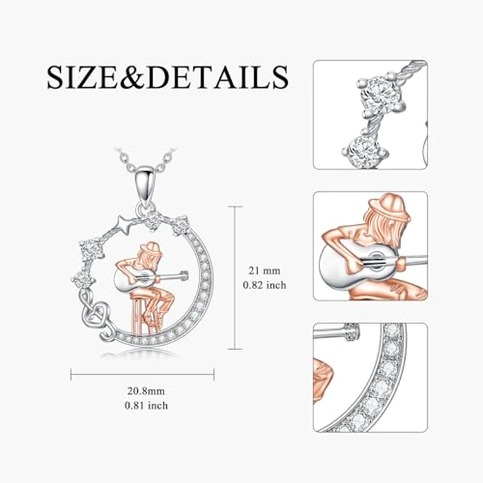 MISTBEE Guitar Necklace for Women Music Lovers 925 Sterling Silver Music Note Treble Clef Pendant Musical Jewelry Musical Gifts for Christmas Birthday by MISTBEE - Image 6