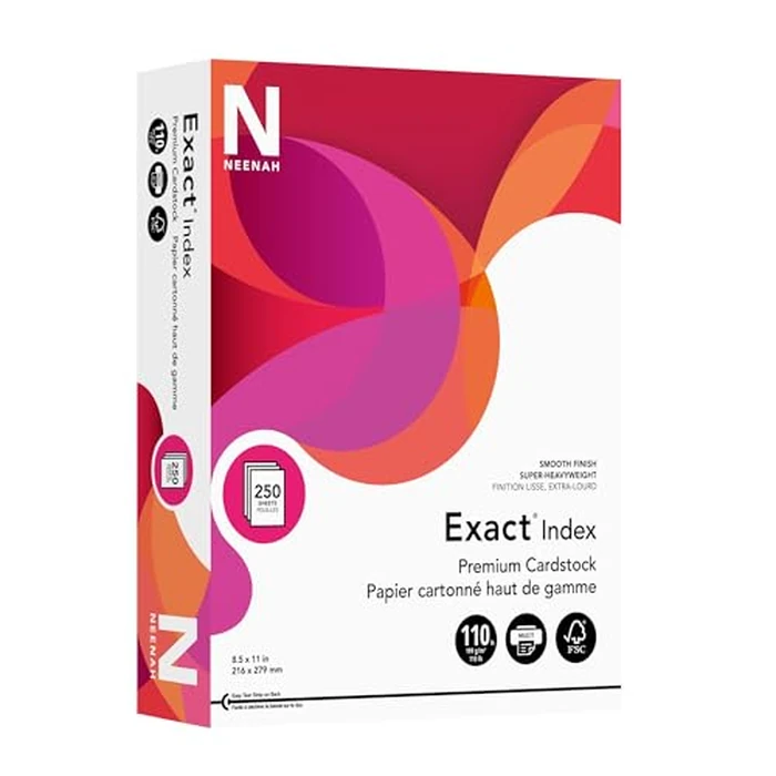 Neenah Exact Index Cardstock, 110 lb, 8.5 x 11 Inches, 250 Sheets, White by Neenah - Used - Like New condition - CA$17.72