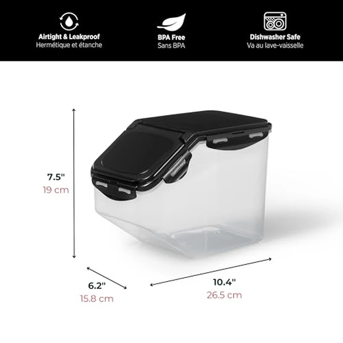 Starfrit LocknLock Pet Food Container - 169oz/5L - Airtight - 4-Sided Locking Flip Top Lid by Starfrit - Image 3
