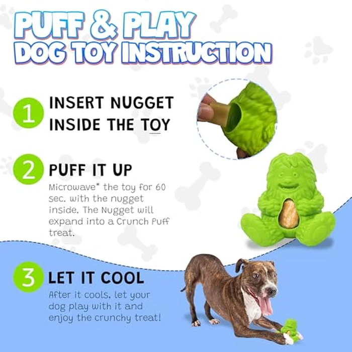 Yeti Dog Chew Puff and Play Interactive Dog Toys, Nuggets Dog Treat Dispenser Teething, Behavior Training for Light to Moderate Chewers, (Green - Yeti) by Yeti Dog Chew - Image 4