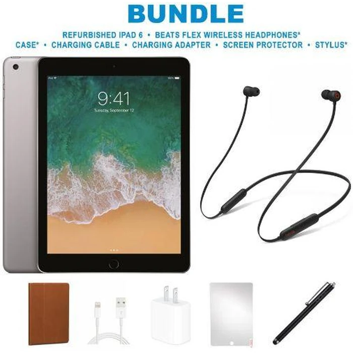 iPad 6 (2018) Beats Flex BUNDLE SET - 128GB - WiFi - Space Grey by Apple - Refurbished - Excellent condition - US$201.49