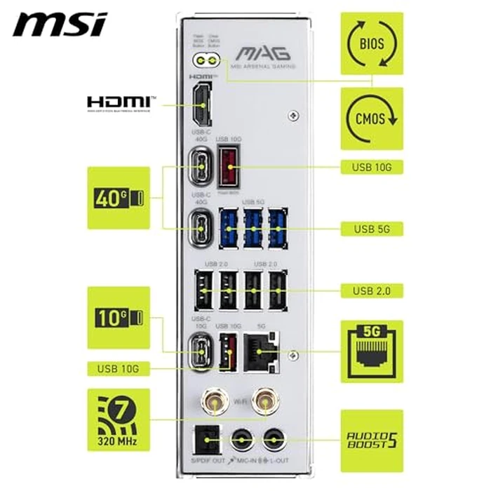 MSI MAG X870E Tomahawk MAX WiFi PZ Motherboard, ATX - Supports AMD Ryzen 9000/8000 / 7000 Processors, AM5 - DDR5 Memory Boost 8400+ MT/s (OC), PCIe 5.0 x16, M.2 Gen5, Wi-Fi 7, 5G LAN by msi - Image 6