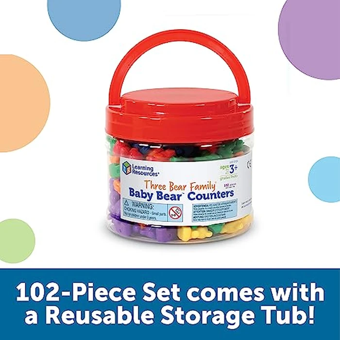 Learning Resources Baby Bear Counters - 102 Pieces, Ages 3+ | Grades Pre-K+ Toddler Learning Toys, Counters for Kids, Counting Manipulatives, Teddy Bear Counters by Learning Resources - Image 4