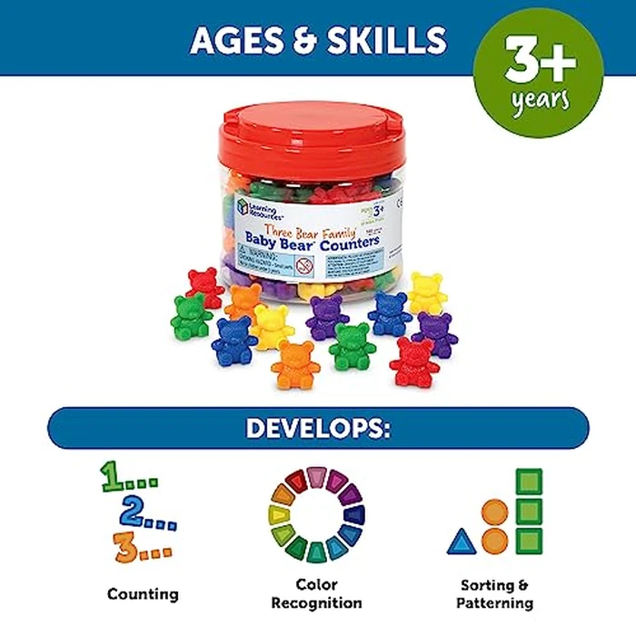 Learning Resources Baby Bear Counters - 102 Pieces, Ages 3+ | Grades Pre-K+ Toddler Learning Toys, Counters for Kids, Counting Manipulatives, Teddy Bear Counters by Learning Resources - Image 5